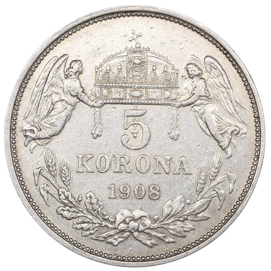 Hongrie François Joseph Ier (1848-1916) 5 Korona 1908 Argent 23,96 gr