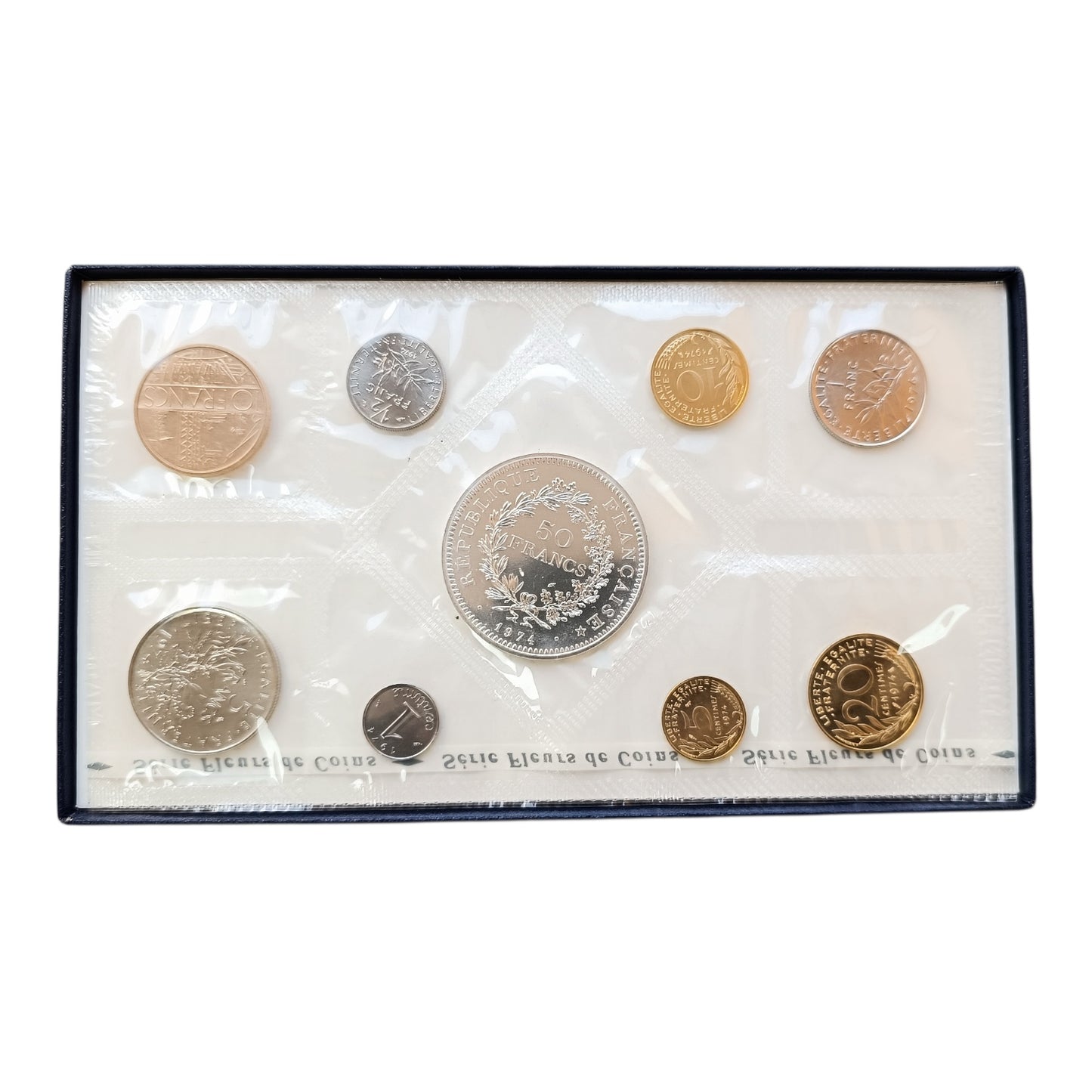 France Coffret Fleur de Coins 1974 BU Monnaie de Paris avec 50 francs Hercule Argent