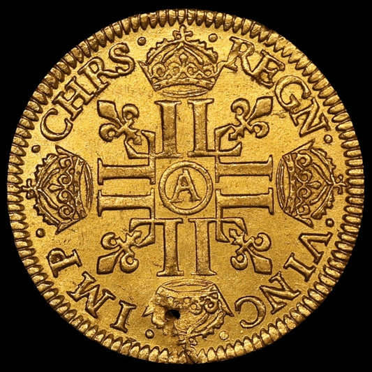 Louis XIII (1610-1643) Louis d'Or aux Huit L mèche longue 1642 A Paris 6.74 gr
