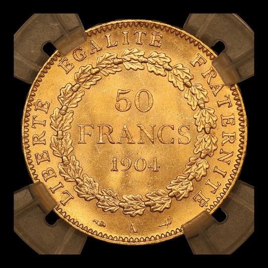 Troisième République (1871-1940) 50 Francs Génie Or 1904 A Paris Sous coque GENI MS 64 16.13 gr