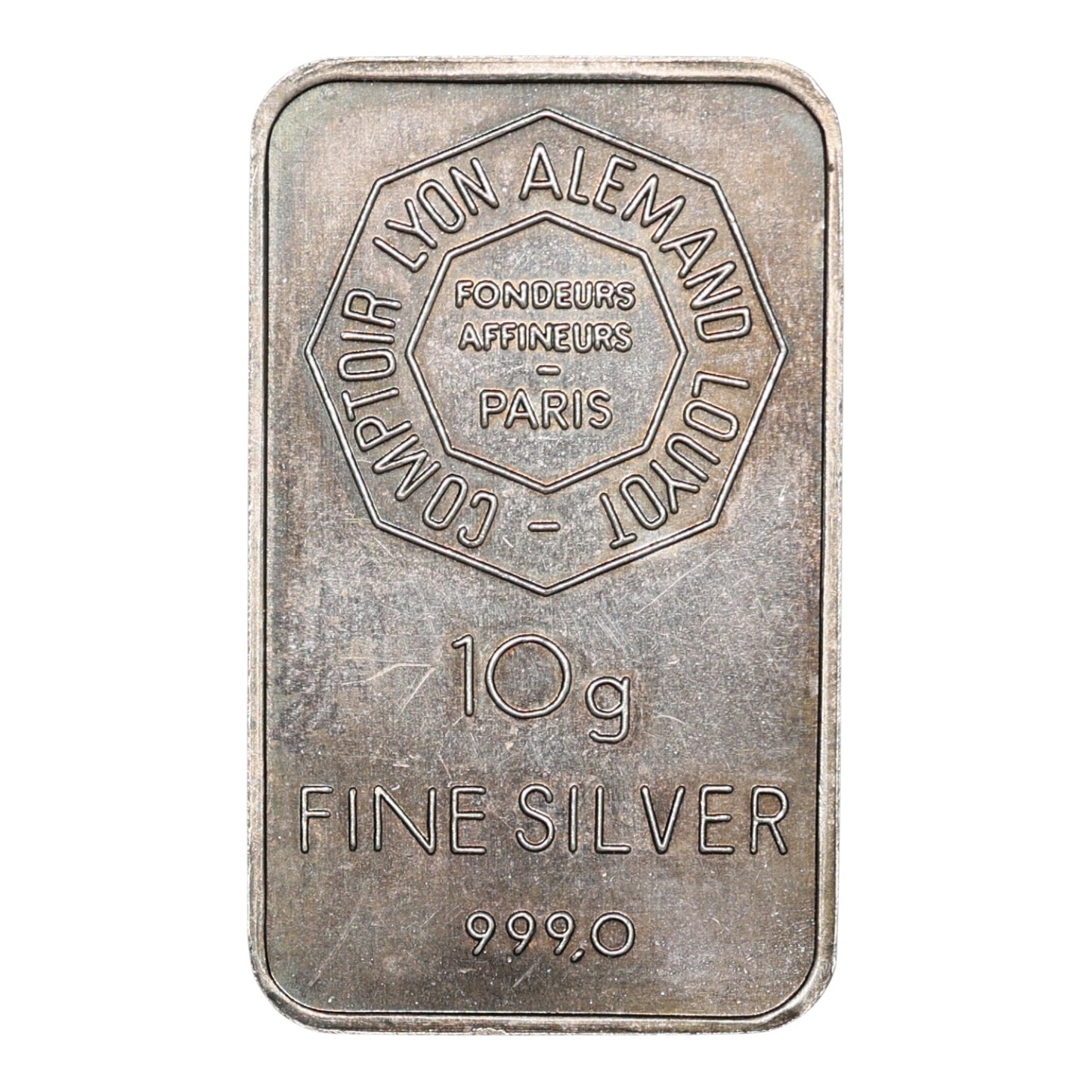 Lingotin 10 grammes Argent .999 Comptoir Lyon Alemand Louyot Paris
