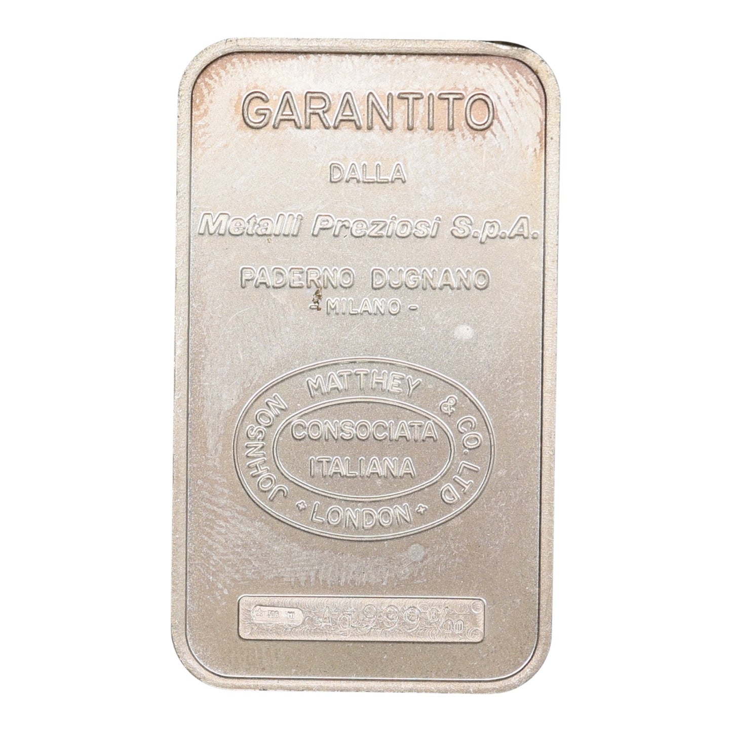 Lingotin 1 Ounce Once Argent Silver Johnson Matthey Metalli Preziosi Paderno Dugnano Milano