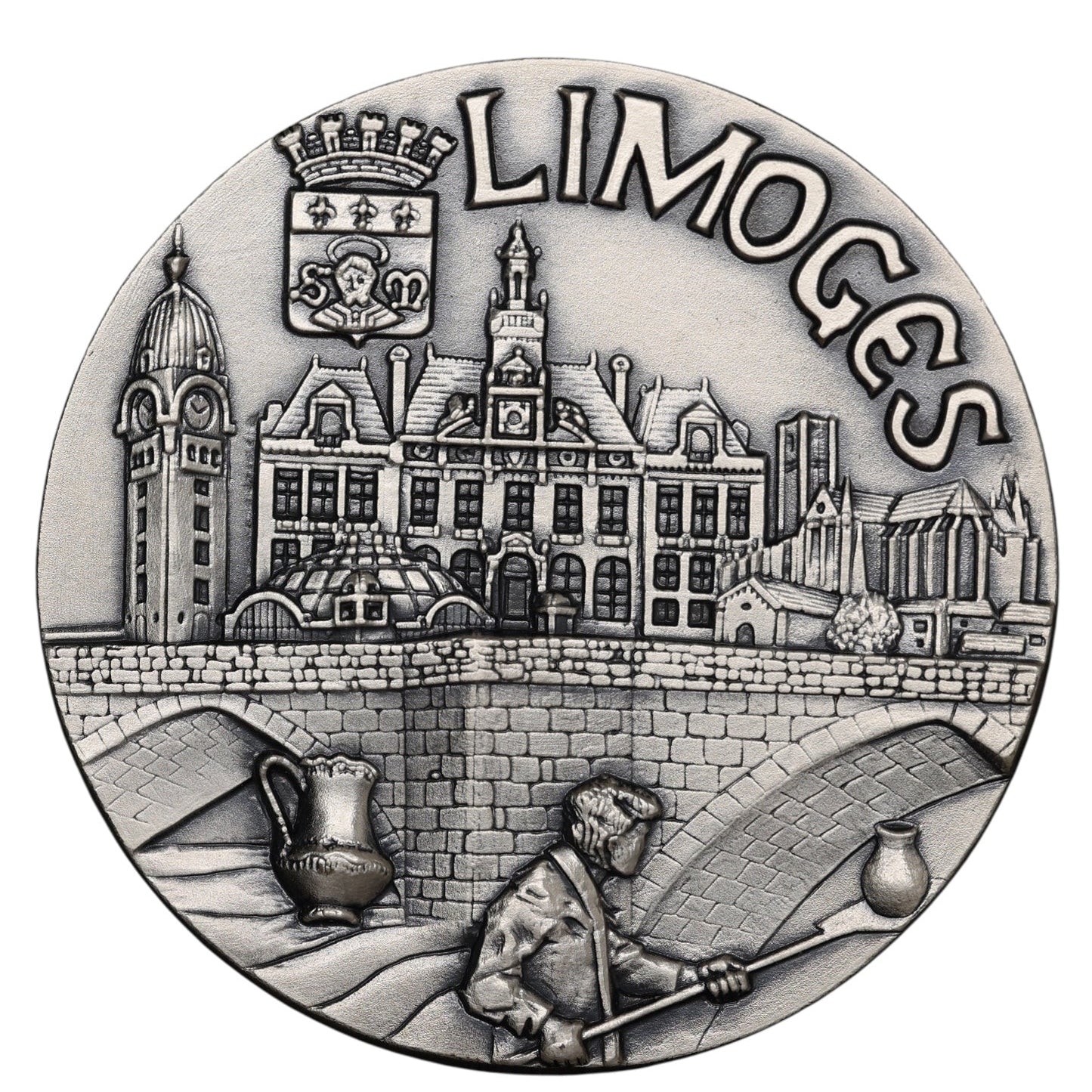 Médaille La Ville de Limoges à René Barlaud Maitre émailleur Service rendu aux Arts Avril 1994 151.4 gr 64 mm