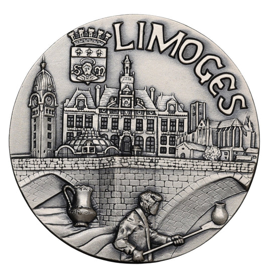 Médaille La Ville de Limoges à René Barlaud Maitre émailleur Service rendu aux Arts Avril 1994 151.4 gr 64 mm