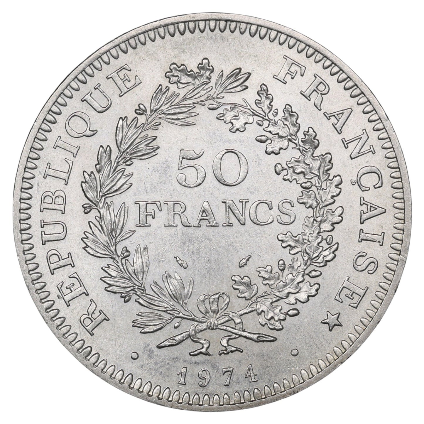 Hercule 50 Francs 1974 Argent Avers de la 20 Francs 30.18 gr