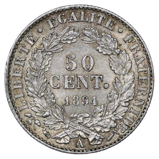 Troisième République (1871-1940) 50 Centimes Cérès Argent 1894 A Paris 2.51 gr