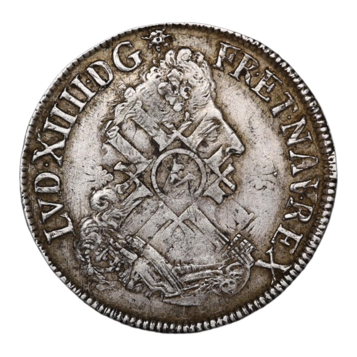 Louis XIV (1643-1715) Demi écu aux palmes 1693 G Poitiers réformé sur un demi écu aux 8L atelier de Paris Argent 13.41 gr