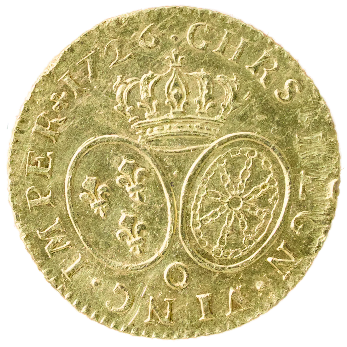 Louis XV (1715-1774) Louis d'or aux lunettes 1726 O Riom Or 8.13 gr