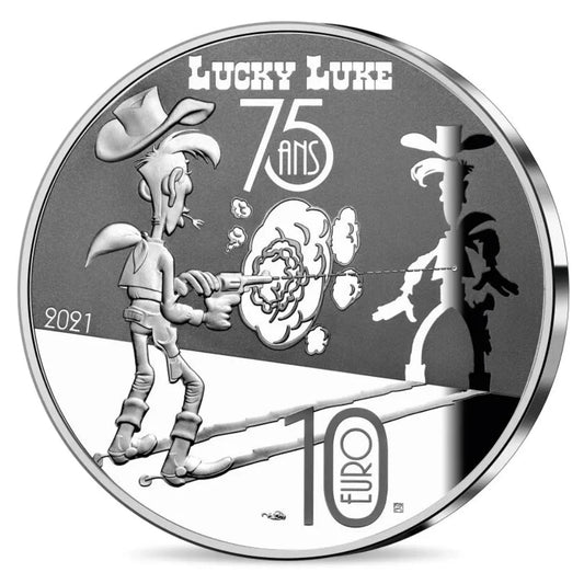Monnaie de Paris 10 Euros 2021 BE Lucky Luke 75 ans Argent .999 Dans son coffret