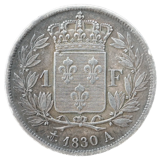 Charles X (1824-1830) 1 Franc 1830 A Paris Tranche en creux Argent 4,86 gr