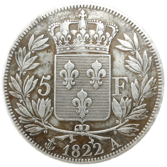 Louis XVIII (1815-1824) 5 francs 1822 A Paris Argent 24,90 gr