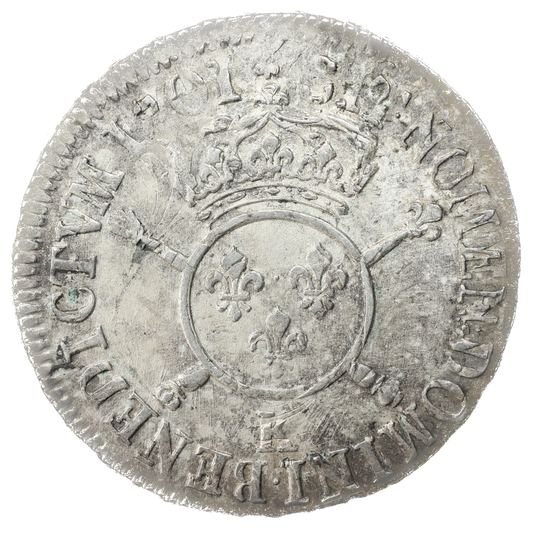 LOUIS XIV (1643-1715) 1/2 Shield with insignia 1701 K Bordeaux 13.34 gr Magnificent