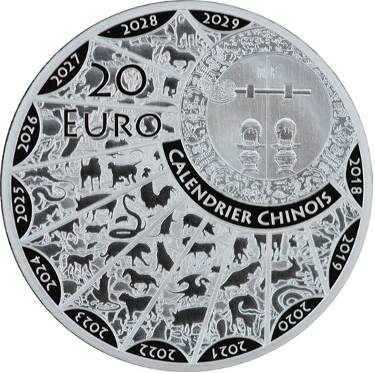 Monnaie de Paris 20 Euros 2020 BE Calendrier chinois année du Rat Argent 1oz Dans son coffret