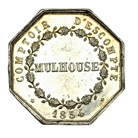 Jeton Comptoir d'escompte de Mulhouse 1854 Argent 6.68 gr
