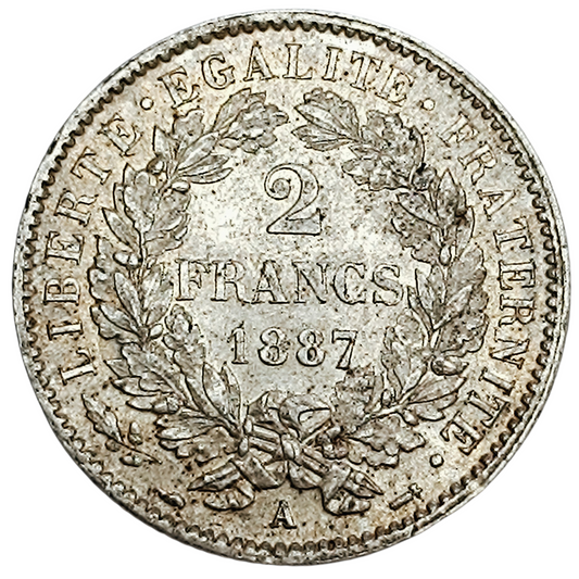 Cérès 2 Francs 1887 Argent 9.98 gr