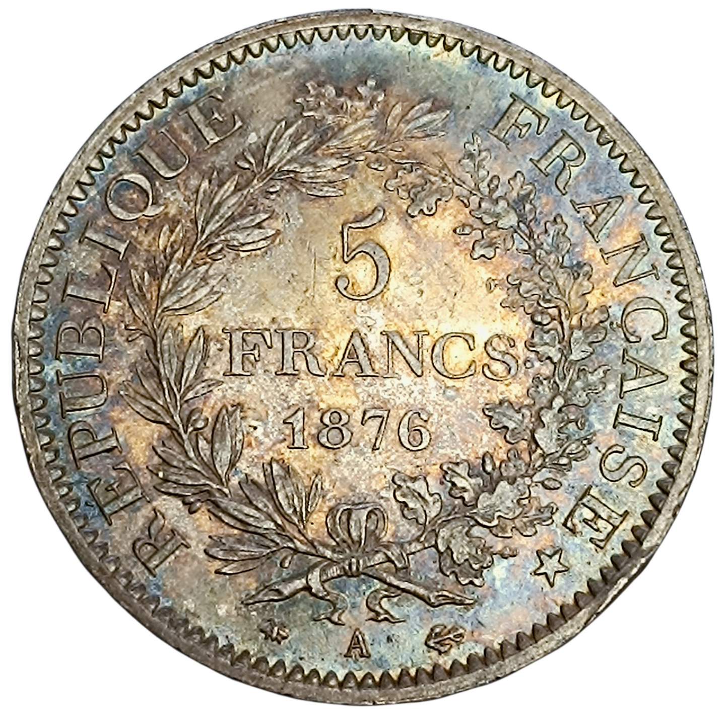 Troisième République 5 Francs 1876 A Paris Hercule Argent 25.00 gr SUP