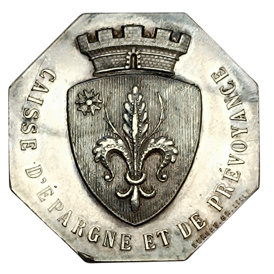 IT Savings and provident cash label Lille 1902 silver 96 mm