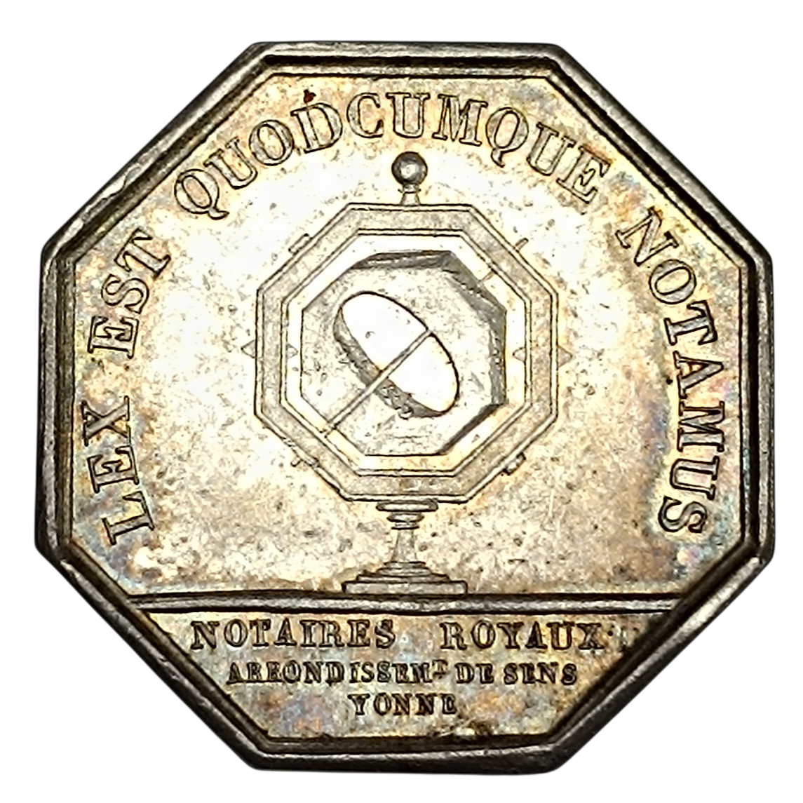 Jeton Notaires royaux de Sens (Yonne) Argent 13.95 gr 31 mm