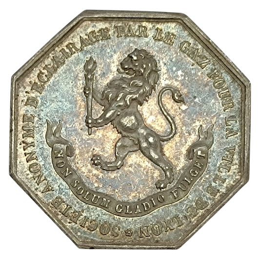 Jeton Société d'éclairage par le gaz pour la ville de Lyon 1836 Argent 15.20 gr