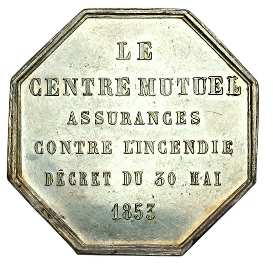 Insurance token The Mutual Center against fire May 30, 1853 Silver 19.09gr 36mm