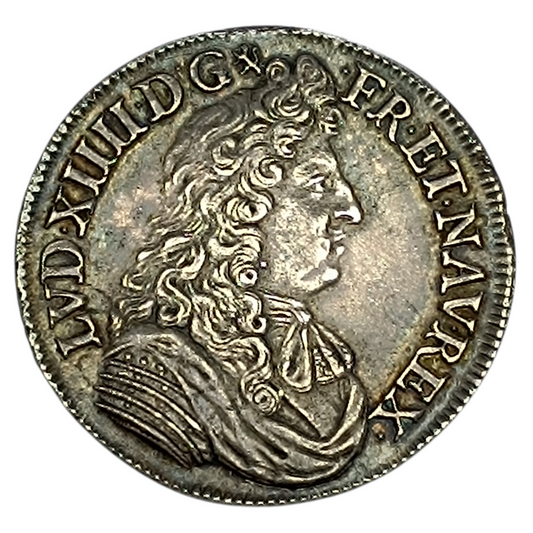 Louis XIV (1643-1715) 1/2 Demi Écu à la cravate 1680 D Lyon 13.62 Gr