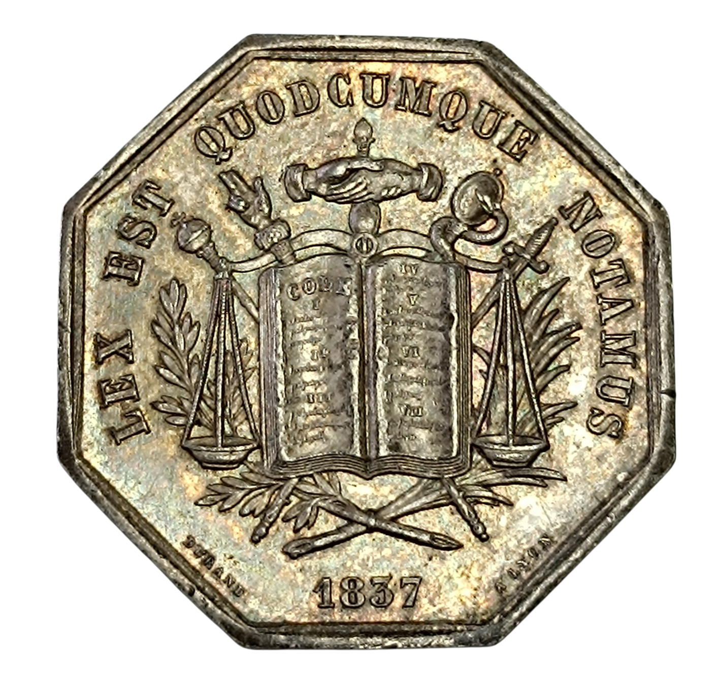 Ficha Notarios del distrito de Vienne 1837 Plata 33 mm 15,33 gr