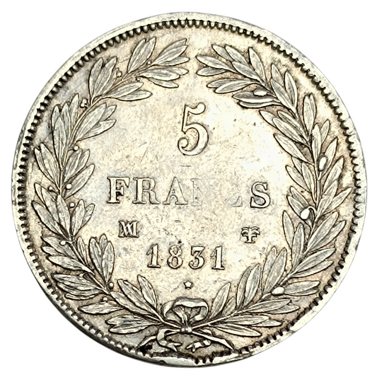 Louis-Philippe Ier (1830-1848) 5 francs 1831 MA Marseille Tiolier Tranche en creux Argent - 24.87 gr - G. 676