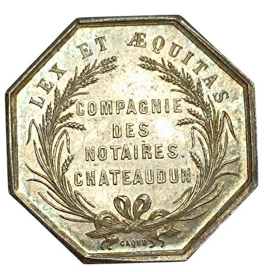 Company token of notaries Chateaudun Napoleon III silver 12.44 gr 31 mm