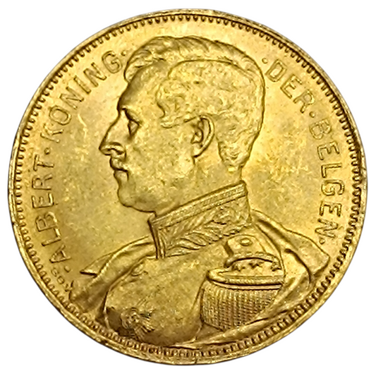 Belgique 🇧🇪 Albert I (1909-1934) 20 Francs or 1914 Légende en Néerlandais · DER · BELGEN · 6,45 gr