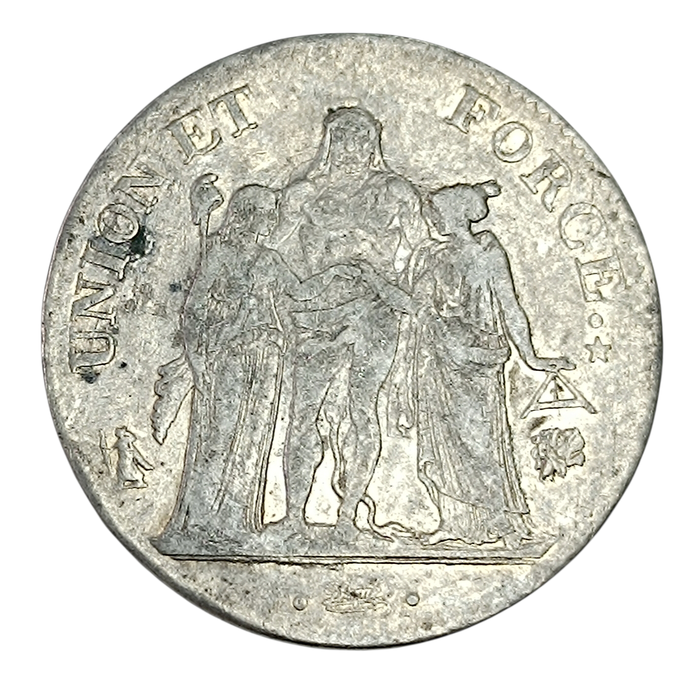 Union et Force 5 Francs AN 9 L Bayonne 24.77 gr