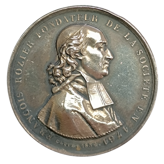 Agriculture company token, natural history and useful arts from Lyon 1834 Silver 14.29 gr 34 mm