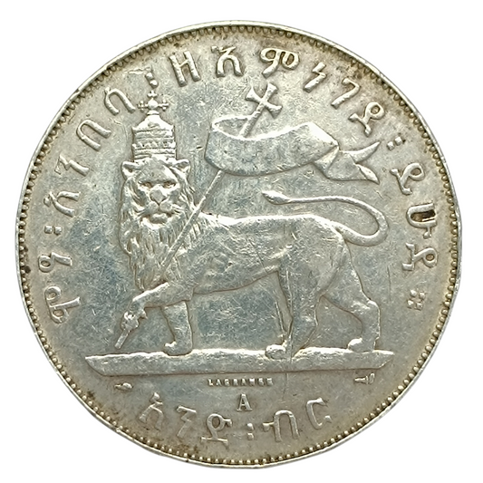Ethiopie Ménélik II (1889-1913) 1 Birr 1889 1897 A Paris. Patte avant gauche levée. Argent 28.08 gr