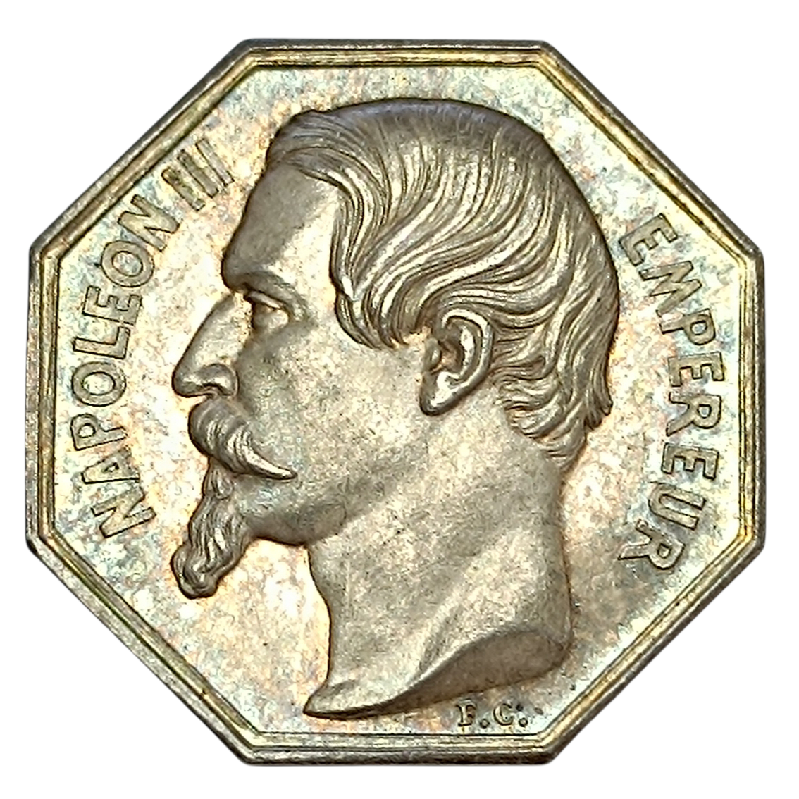 Jeton Compagnie des Notaires Chateaudun Napoléon III Tête Nue Argent 12.44 gr 31 mm