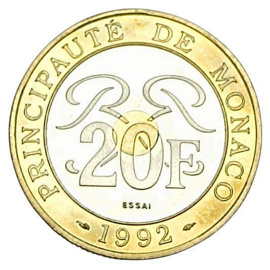 Principauté de Monaco - Essai 20 francs 1992 - 8.93 gr