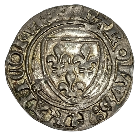 Charles VI (1380-1422) Blanc guénar Saint Pourçain. 2.85 gr