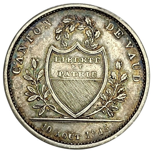 Suisse Canton de Vaud 1 Franc 1845 Argent 7.17 gr