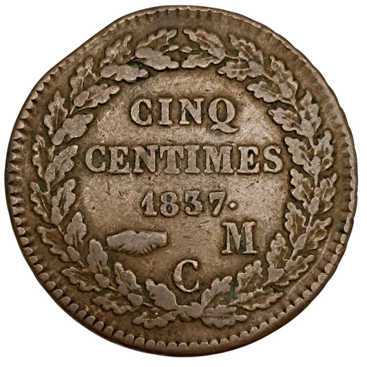 Monaco Honoré V 5 centimes 1837 Cuivre 9.01 gr