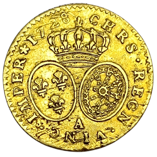 Louis XV (1715-1774) 1/2 Louis d'or aux lunettes 1728 A Paris 4.04 gr