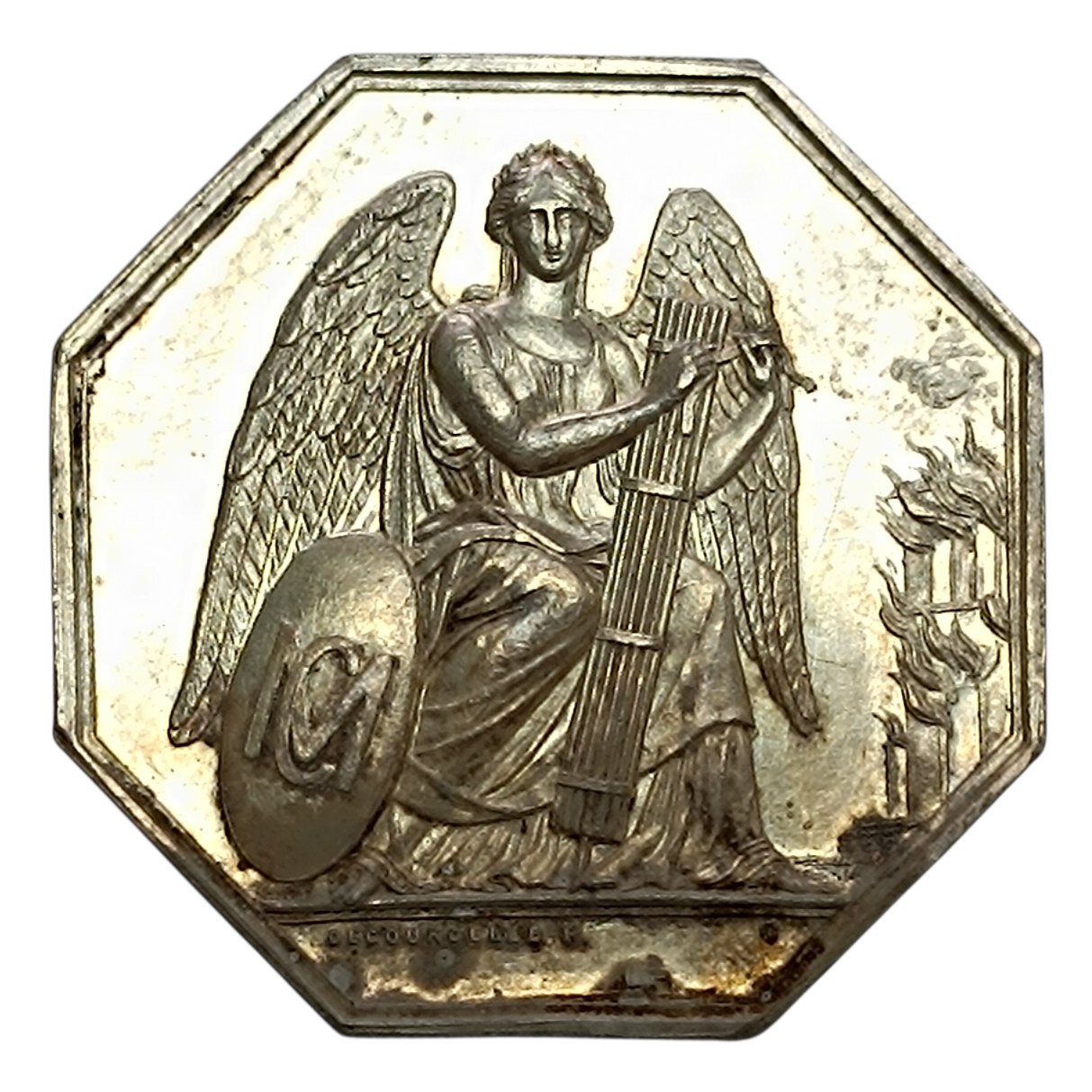 Ficha de seguro El centro mutuo contra el fuego 30 de mayo de 1853 Plata 19.09gr 36mm