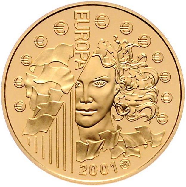 Monnaie de Paris 65.5957 francs Europa 2001 la dernière monnaie parité Or BE 8.45 gr