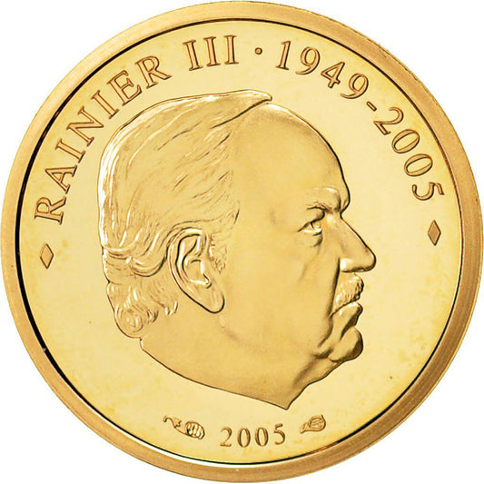 Monaco 10€ euros 2005 Souvenir de Rainier III Or BE 3.22 gr