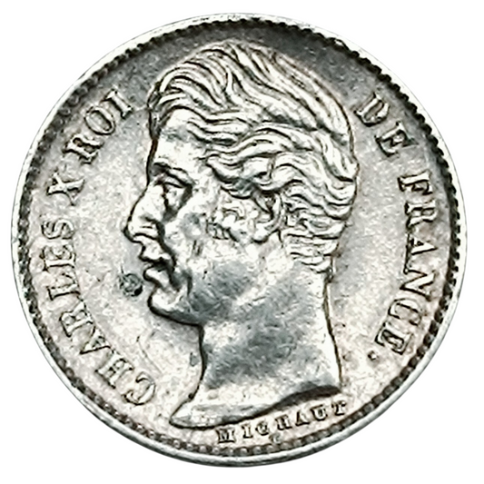 Charles X (1824-1830) 1/4 Quart de franc 1829 W Lille Argent 1.31 gr