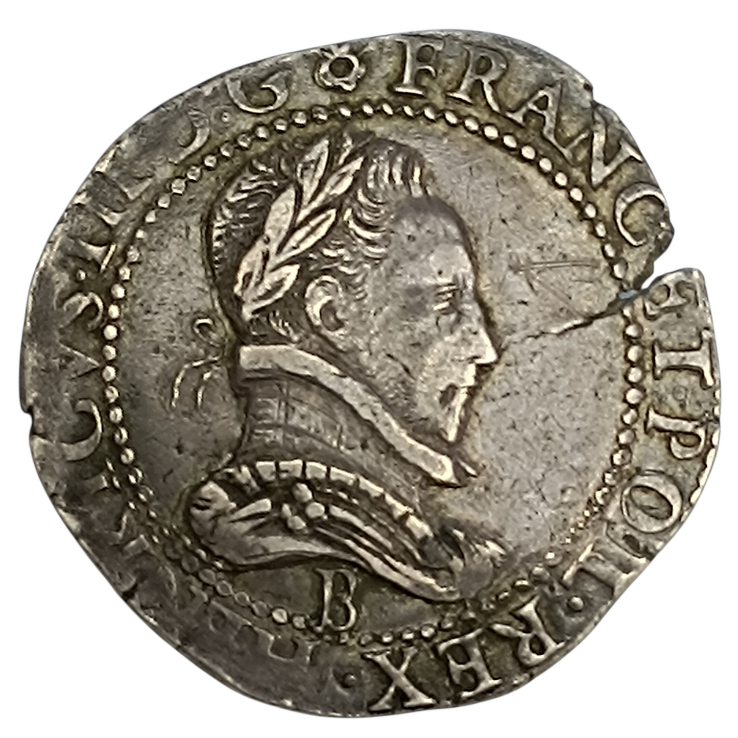 Henri III (1574-1589) Franc au col plat 1585 B Rouen Argent 13.88 gr