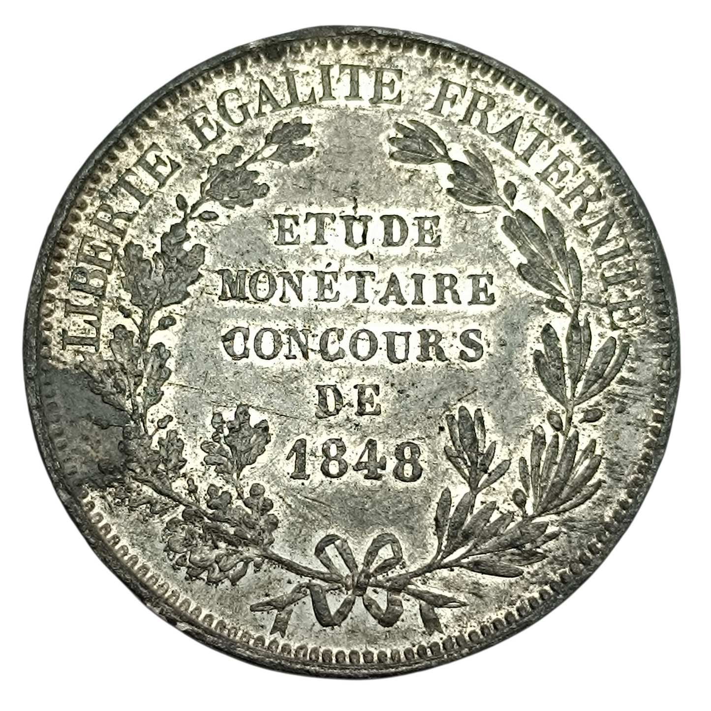 Étude monétaire Concours de 5 francs 1848 Paris 17.79 gr étain par Montagny
