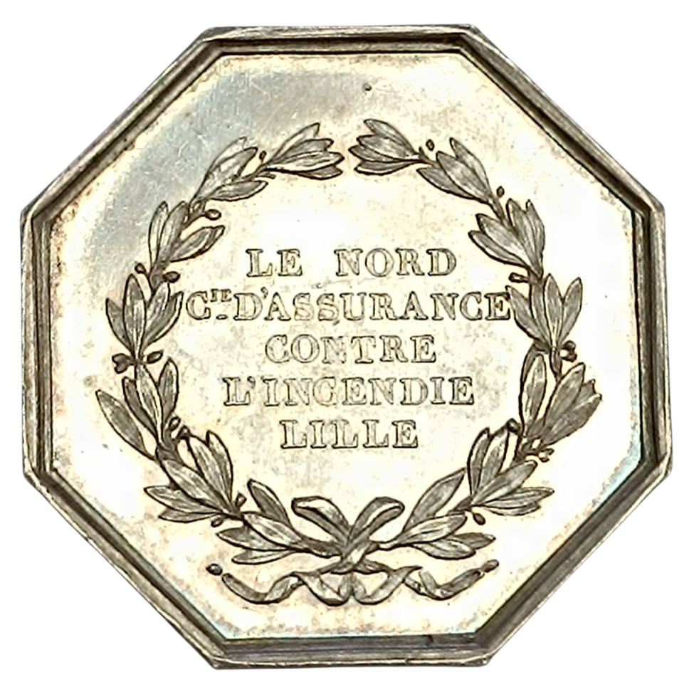 Jeton Le Nord Compagnie d'Assurance contre l'incendie Lille Argent 1849 18.51 gr 35 mm