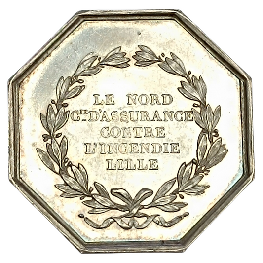 Jeton Le Nord Compagnie d'Assurance contre l'incendie Lille Argent 1849 18.51 gr 35 mm