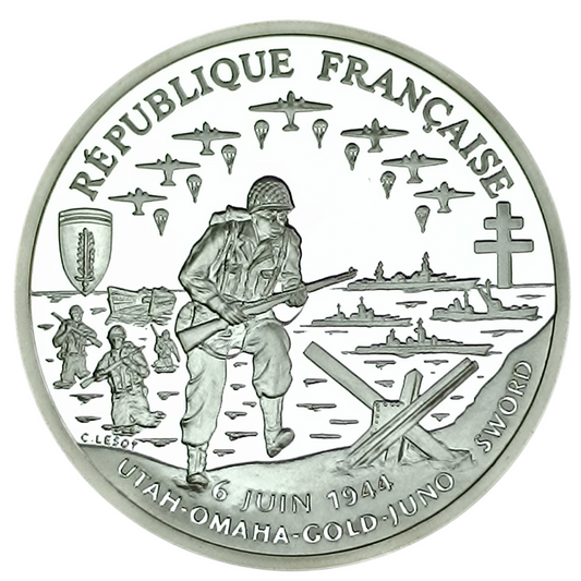 Monnaie de Paris 1 Franc 1993 50ème anniversaire du débarquement allié. Coffret BE Argent 22.2 gr