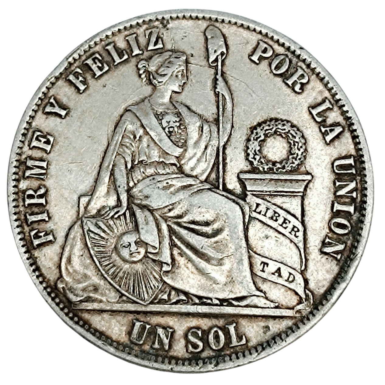 Pérou Un Sol 1873 Argent 24.98 gr