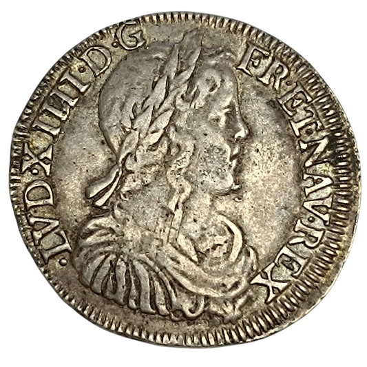 Louis XIV (1643-1715) Demi écu à la mèche longue 1651 L Bayonne Argent 13.62 gr