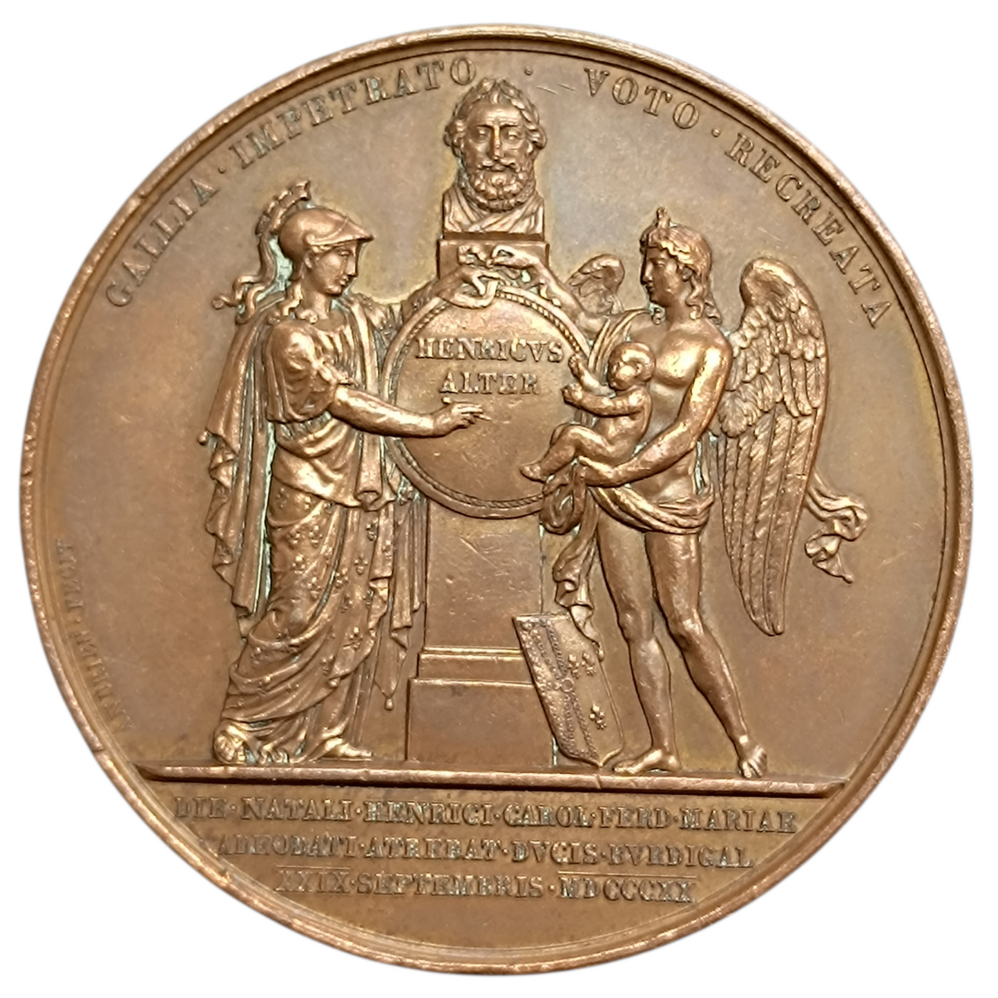 Médaille Louis XVIII 1820 Naissance Henri Duc de Bordeaux futur comte de Chambord 68.88 gr 50 mm